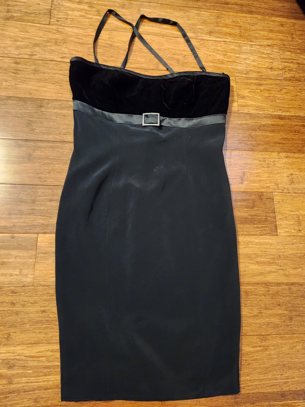 Niteline Women's Black Velvet Bodice Sheath Mini Dress Formal, Size 12